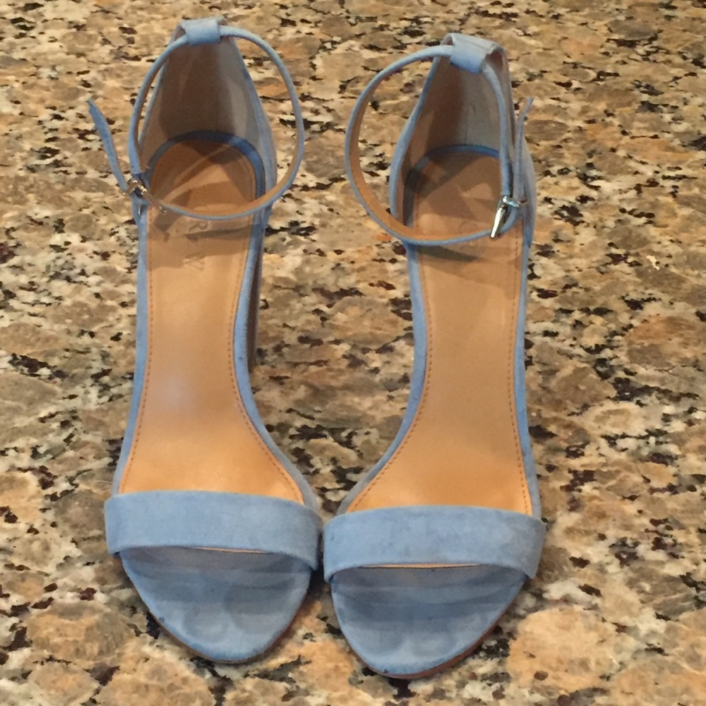 JCrew blue suede clock heel pumps